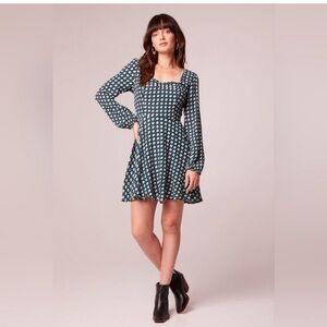 Band of Gypsies Black and Blue Fit and Flare Mini Dress with smocked back